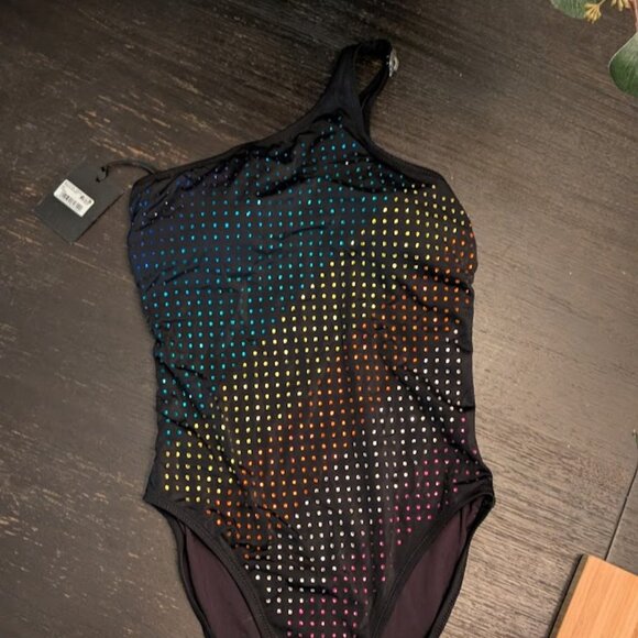 ⬇️PD⬇️KURT GEIGER London Kensington One Shoulder Rhinestone Swim Wear - Picture 5 of 6